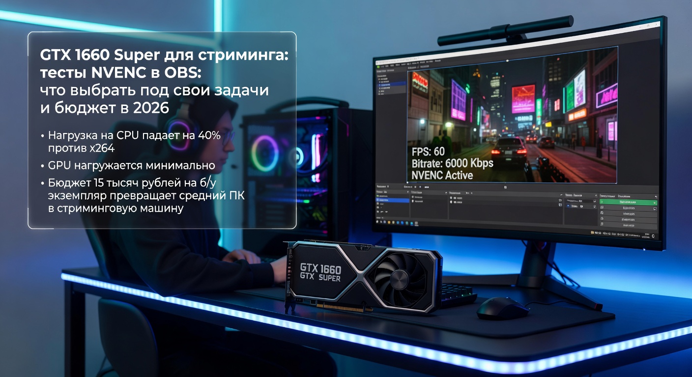 GTX 1660 Super для стриминга: тесты NVENC в OBS: что выбрать под свои задачи и бюджет в 2026